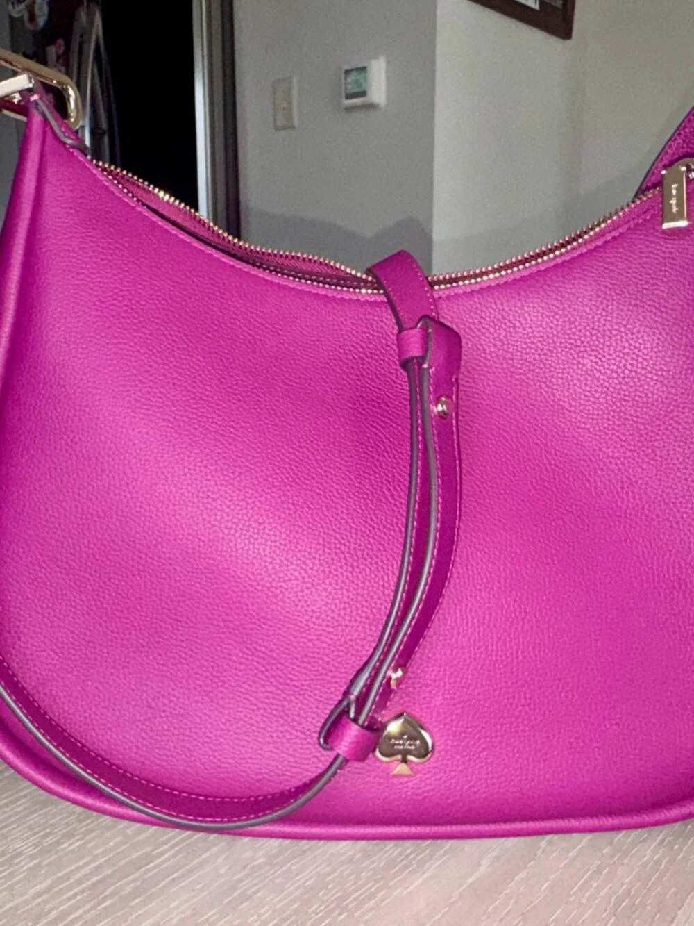 NWT Kate Spade Kayla Large Shoulder Bag Pebbled Leather, Raspberry Color KK055